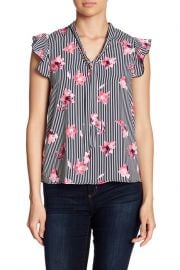 Ruffle Cap Sleeve Hi-Lo Blouse at Nordstrom Rack